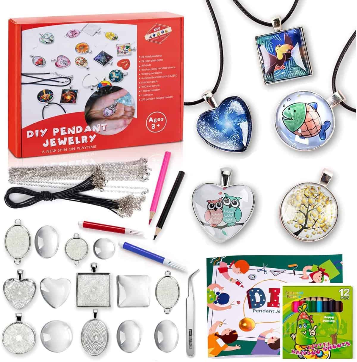 EFO SHM Bastelset Kinder Basteln Ketten Selber Machen Schmuckset Armbänder Anhänger Halsketten für Mädchen Jungs und Erwachsene, Großartig als Geschenk