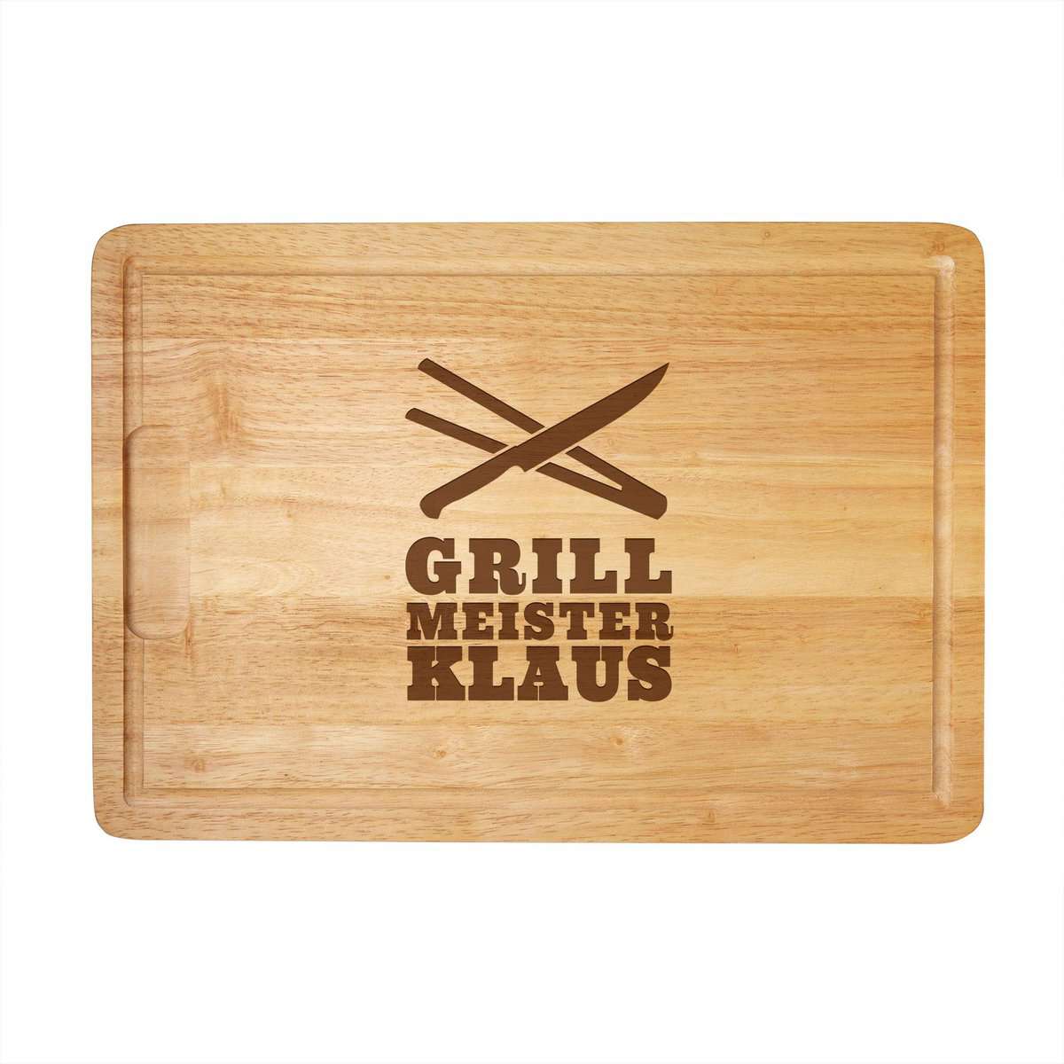 Schneidebrett aus Holz mit persönlicher Gravur für echte Grillmeister, als Küchenbrett, Holzbrett, Schneidbrett, Brotzeitbrett, tolle Geschenkidee als Geschenk für Männer zum Grillen, Motiv Grillmeister, ca. 40,5 x 28,5 x 2 cm