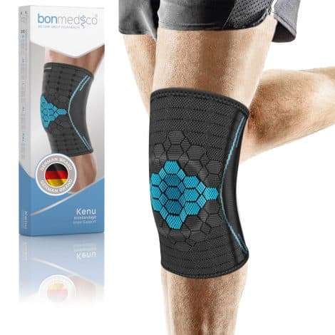 bonmedico Kniebandage – Stütze für Knie in Grau, ideal für Sport, Alltag, Männer und Frauen.