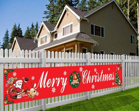 Großer Weihnachtsbanner zur Innen- und Außendekoration, für Garten, Haus, Tisch und Fotobooth. Größe: 9,8 * 1,6 Fuß.HOWAF Frohes Weihnachten Banner, ideal für Weihnachtsdekorationen drinnen und draußen. Perfekt für Fotos und vieles mehr! Größe: 9,8 * 1,6 Fuß.