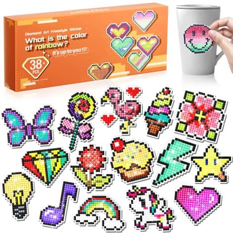 ARTDOT Diamond Painting Set für Kinder ab 6 Jahren, 38 Diamantmalerei-Aufkleber, perfektes Weihnachtsgeschenk für Mädchen und Jungen von 6 bis 12 Jahren.