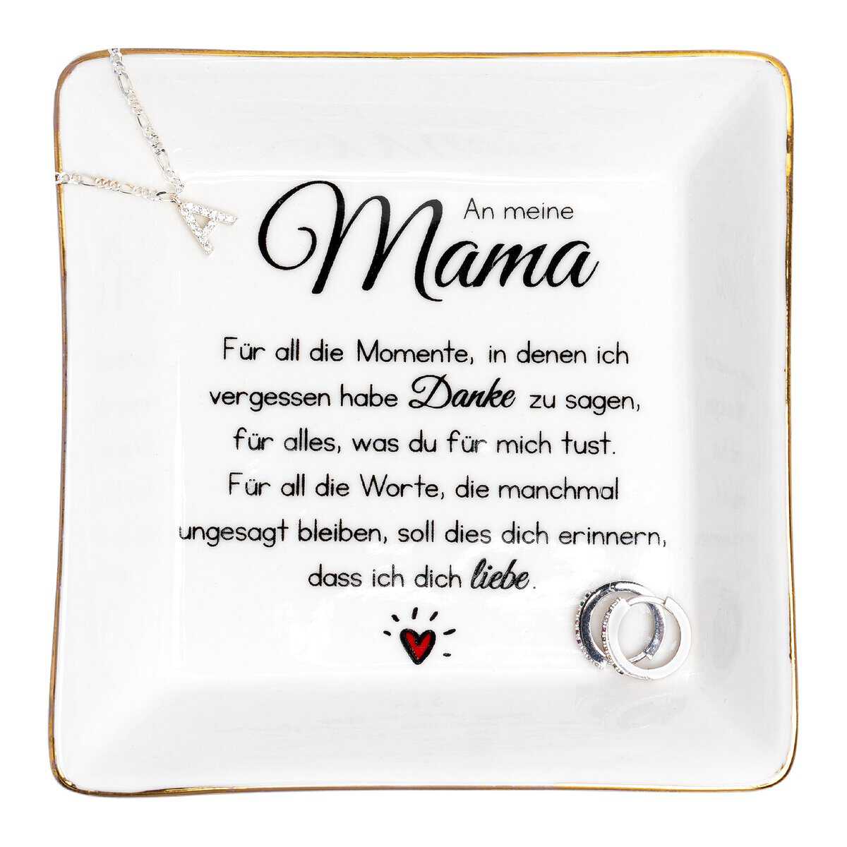 Darlena Mama Dekoschale | Mama Geschenk, Geburtstagsgeschenk | Schmuckschale, Schmucktablett mit Spruch | Danke Geschenke für Mama zum Geburtstag, Muttertag oder Weihnachten