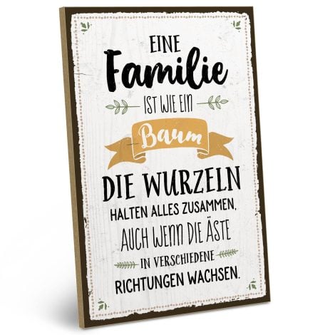 ARTFAVES® Familienschild aus Holz mit Baum-Design im angesagten Shabby Chic Vintage Stil, perfektes Geschenk. Größe: 19 x 28 cm.