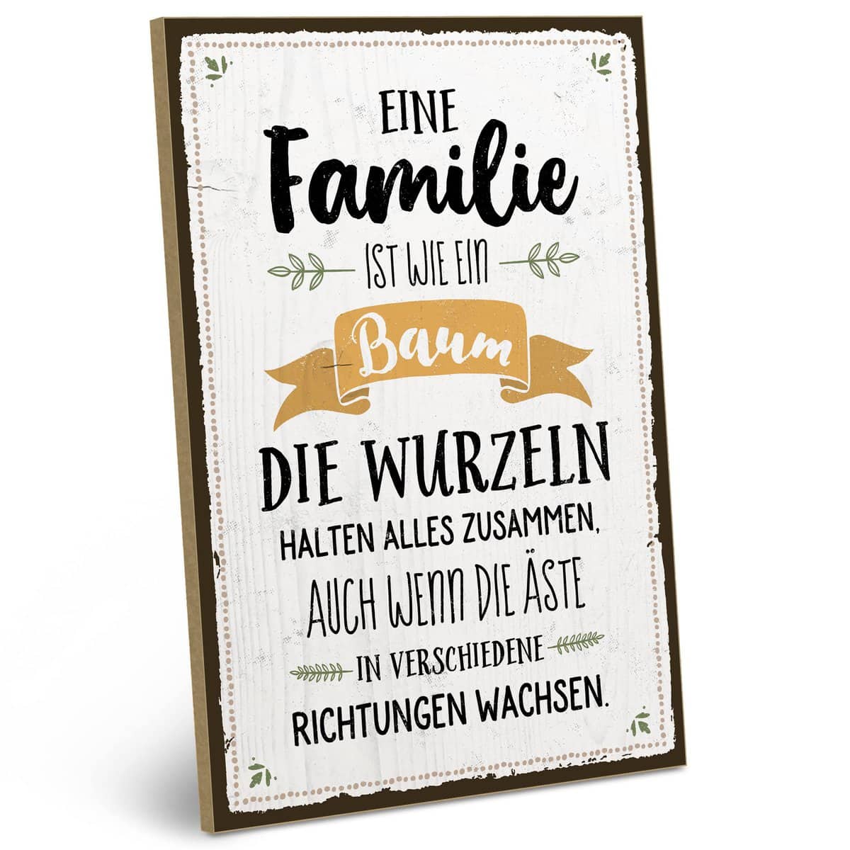 ARTFAVES® Holzschild mit Spruch - EINE Familie IST WIE EIN Baum | Shabby Chic Vintage Schild | Deko Geschenk zum Thema Familie, Geschwister | Größe: 19 x 28 cm