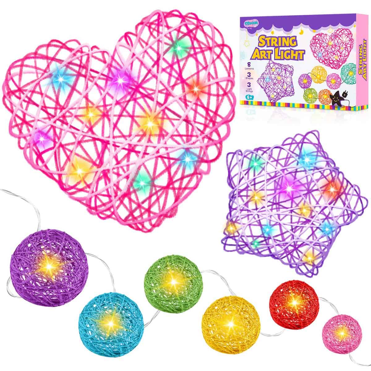 3D String Art Kit für Kinder, 14 Laternen Bastelsets für Kinder ab 10 Jahre, Bastelset Mädchen 8 9 10 11 12, Geschenke für Mädchen 6-12 Jahre, Basteln Mädchen 10 Jahre, Geburtstagsgeschenk Mädchen 10