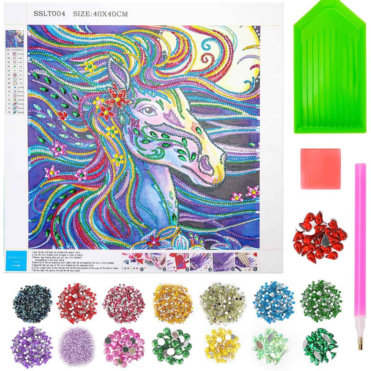 Tateangnik 5D Diamant Painting Pferde Geschenk Mädchen Junge 9 10 11 12 Jahre Teenager Mädchen Geschenke 9 10 11 12 Jahre Diamond Painting Kinder Basteln Mädchen 8-12 Jahre Mädchen Kinder