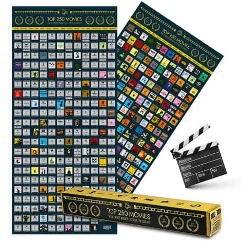 GOODS+GADGETS Top 250 Film-Eimerliste XXL – Rubbelratgeber für Filme als Poster zum Rubbeln – Geschenk für Filmfans (100x45cm)