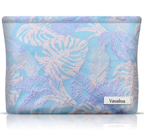 3D-Jacquard-Make-up-Tasche: Reise-fähige Damen-Kosmetiktasche mit blauem Blumenmuster – perfektes Geschenk!