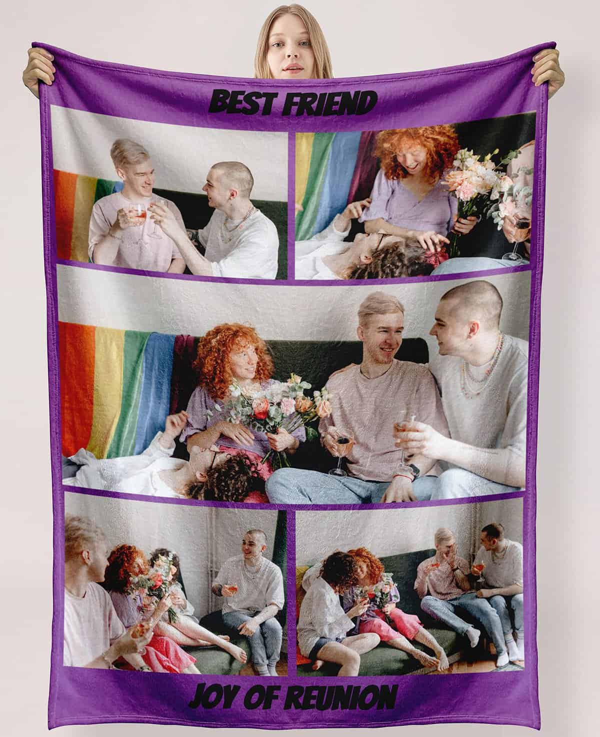 YUzzles Personalisierte Decke Mit Foto Und Texte Fotodecke Personalisierte Geschenke Für Geburtstage, Feiertage, Jubiläen Geschenk Für Mama, Papa, Kind, Haustier, Freund Oder Liebhaber (5 Fotos)