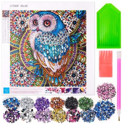 Diamond Painting Sets für Mädchen und Frauen ab 9 Jahren – 5D Diamant Bilder mit Eulen Motiven – tolle Geschenkidee für 8-12 Jahre alte Mädchen.