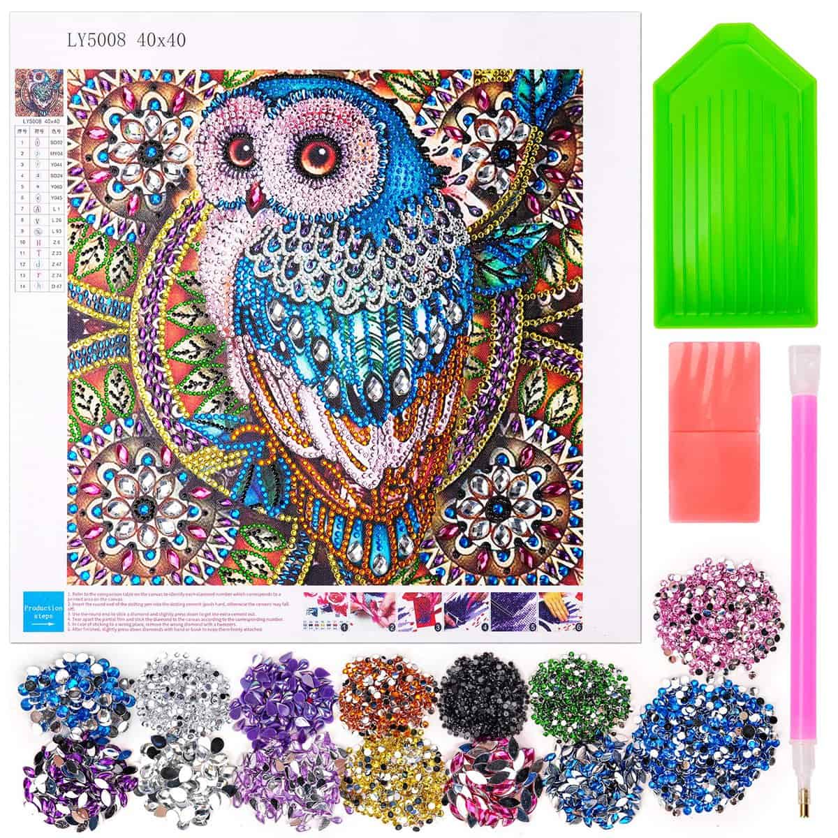 Diamond Painting Geschenke für 8 9 10 11 12 Jährige Mädchen Teenager, 5d Diamond Painting für Mädchen Frauen Ab 9 10 11 12 Diamant Bilder für Erwachsene Kinder Eulen Geschenke für 8-12 Jahre Mädchen