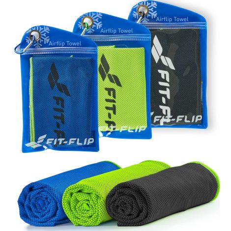 3-Teiliges Set Fit-Flip Kühltücher, ideal zum Wandern, Laufen, Tennis und auf Reisen, angenehm kühlend.