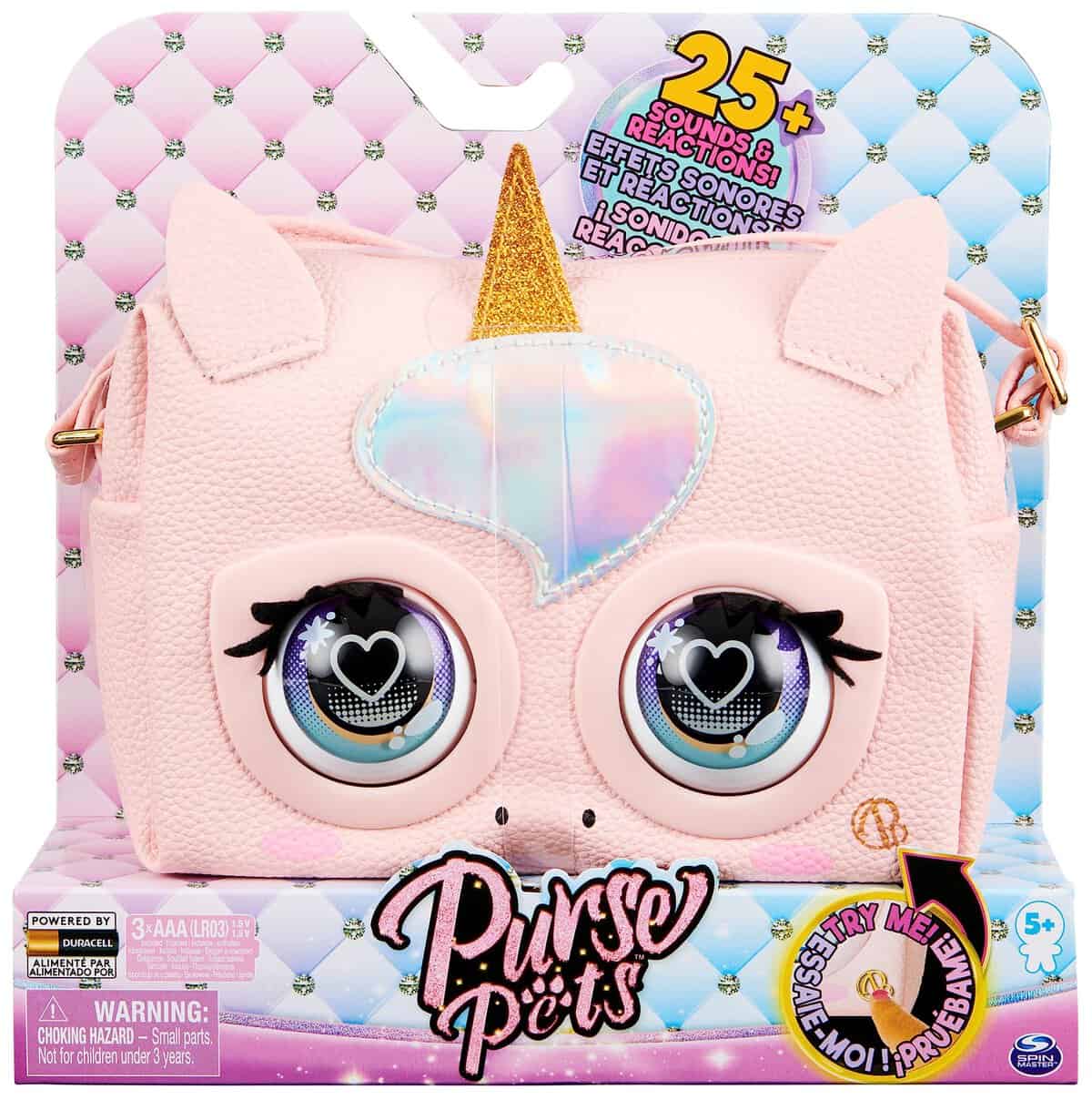 Purse Pets Glamicorn Einhorn Tasche - wird mit interaktiven Funktionen, Augenblinzeln und Musik lebendig, ab 5 Jahren, Rosa